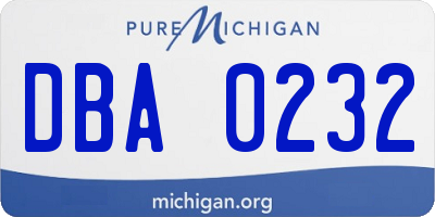 MI license plate DBA0232