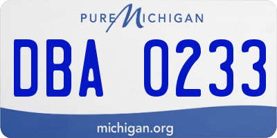 MI license plate DBA0233