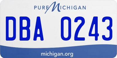 MI license plate DBA0243