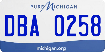 MI license plate DBA0258