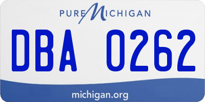 MI license plate DBA0262