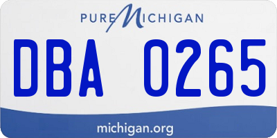 MI license plate DBA0265