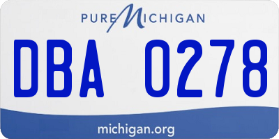 MI license plate DBA0278