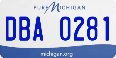 MI license plate DBA0281