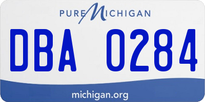 MI license plate DBA0284