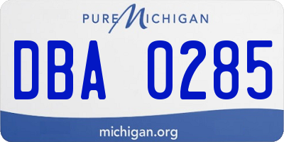 MI license plate DBA0285