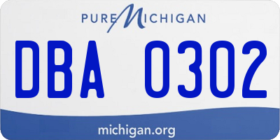 MI license plate DBA0302