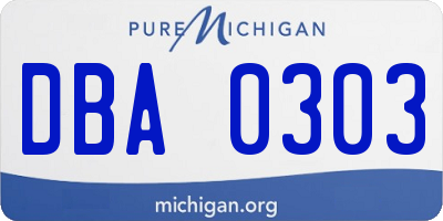 MI license plate DBA0303