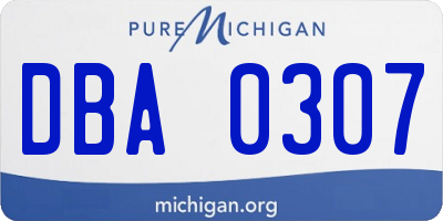 MI license plate DBA0307