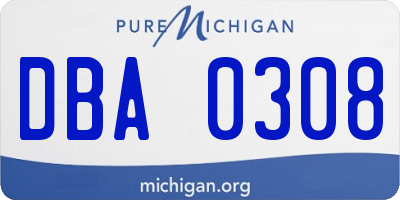 MI license plate DBA0308