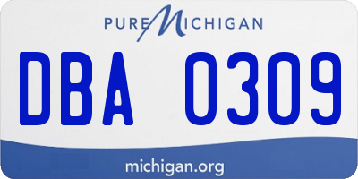 MI license plate DBA0309