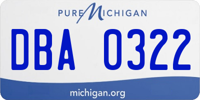 MI license plate DBA0322