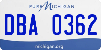 MI license plate DBA0362
