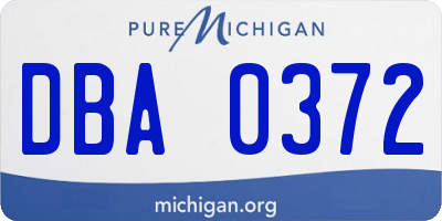 MI license plate DBA0372