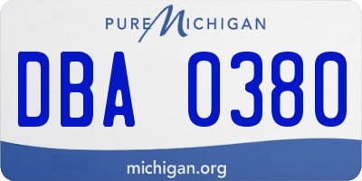 MI license plate DBA0380