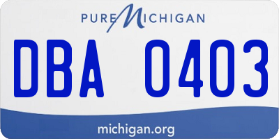 MI license plate DBA0403
