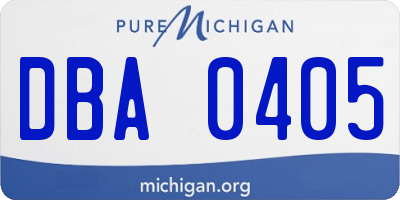 MI license plate DBA0405