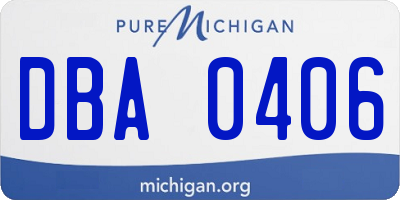 MI license plate DBA0406