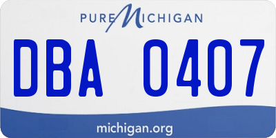 MI license plate DBA0407