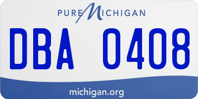 MI license plate DBA0408