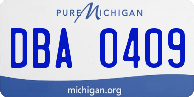 MI license plate DBA0409