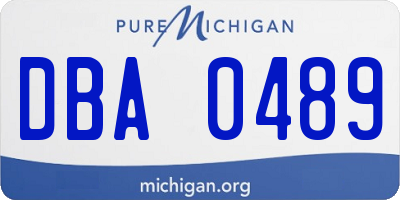MI license plate DBA0489