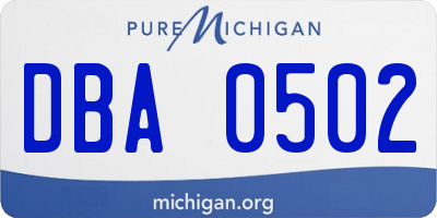 MI license plate DBA0502