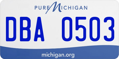 MI license plate DBA0503