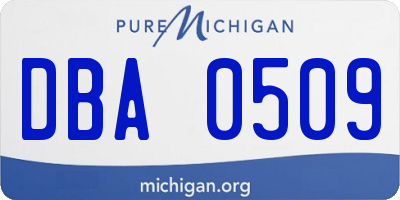 MI license plate DBA0509