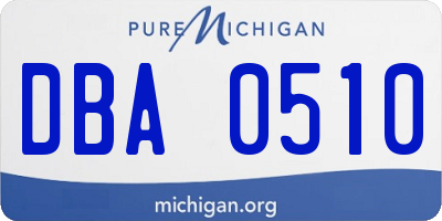MI license plate DBA0510