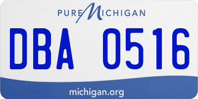 MI license plate DBA0516