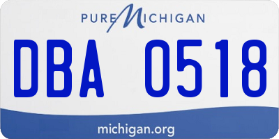 MI license plate DBA0518