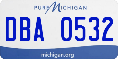MI license plate DBA0532