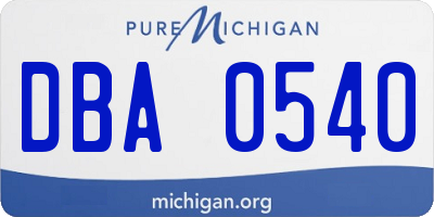 MI license plate DBA0540