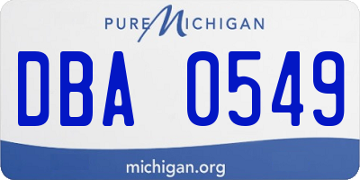 MI license plate DBA0549