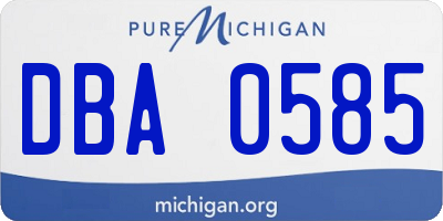 MI license plate DBA0585
