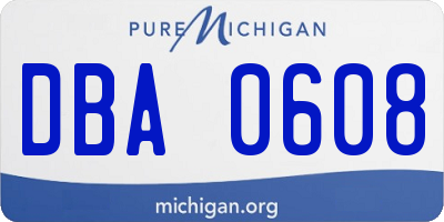 MI license plate DBA0608