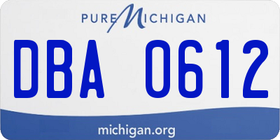 MI license plate DBA0612