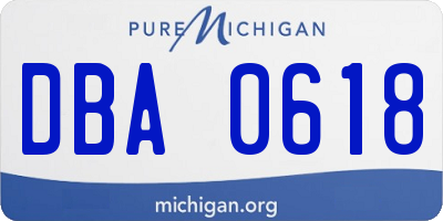 MI license plate DBA0618