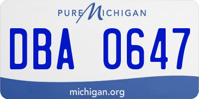 MI license plate DBA0647