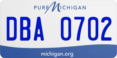 MI license plate DBA0702