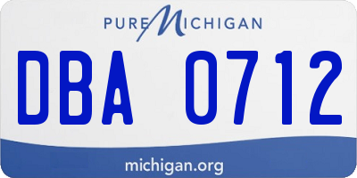 MI license plate DBA0712