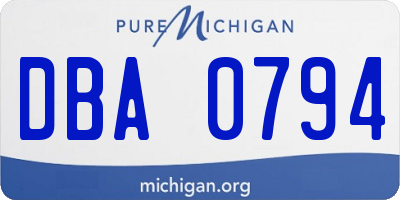 MI license plate DBA0794