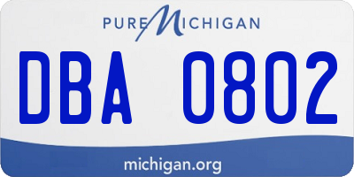 MI license plate DBA0802
