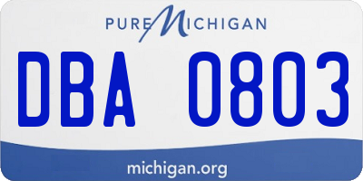 MI license plate DBA0803