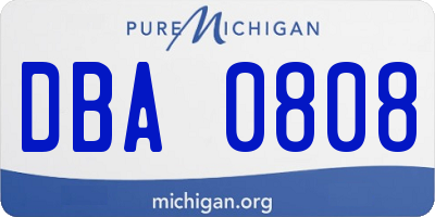 MI license plate DBA0808