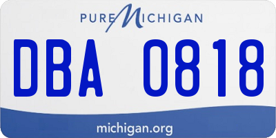 MI license plate DBA0818