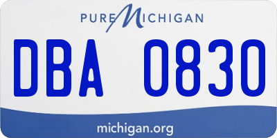 MI license plate DBA0830