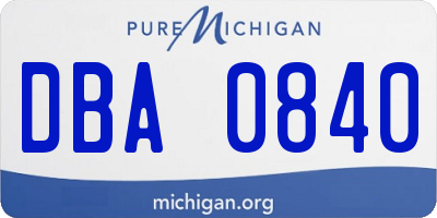 MI license plate DBA0840
