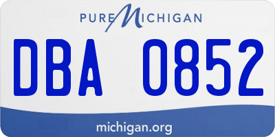 MI license plate DBA0852